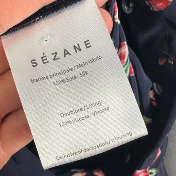 Sezane Ava 100% Silk Jumpsuit Floral Print Combinasion Blue Belt French 40 US 8 - Picture 8 of 16